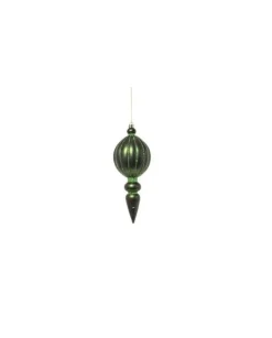 Pendente Di Vetro Tondo Con Punta 20Cm Verde Per Albero Di Natale