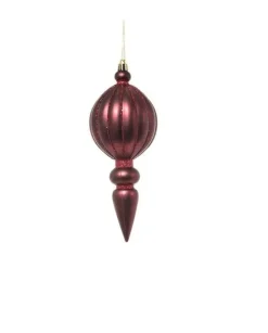 Pendente Di Vetro Tondo Con Punta 20Cm Burgundy Per Albero Di Natale