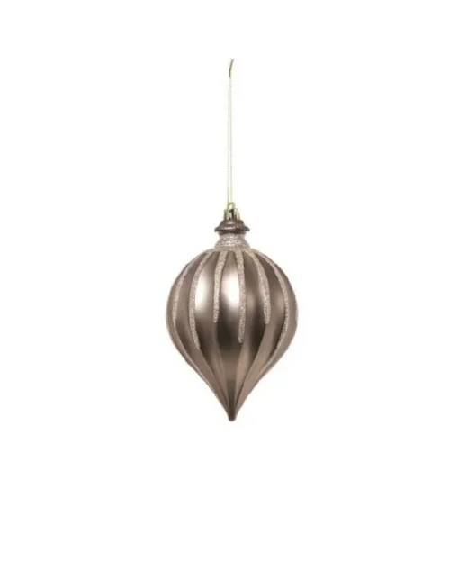 Pendente Tondo Di Vetro 15Cm Grigio Per Albero Di Natale