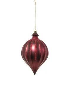 Pendente Tondo Di Vetro 15Cm Burgundy Per Albero Di Natale