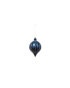 Pendente Tondo Di Vetro 15Cm Blu Per Albero Di Natale