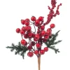 Pick Cedro E Bacche Rosse 30Cm Per Decorazioni Di Natale