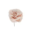 Pick Fiore Rosa Innevata Cipria 17Cm Per Decorazioni Natalizie