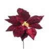 Pick Poinsettia Burgundy Innevata 23Cm Per Decorazioni Natalizie