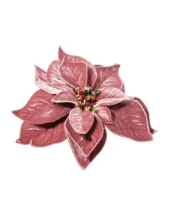 Pick Poinsettia Deluxe Velvet 20Cm Malva 20Cm Per Decorazioni Natalizie