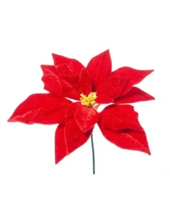 Pick Poinsettia Deluxe Velvet 19Cm Rosso Per Decorazioni Natalizie