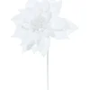 Pick Poinsettia Ghiacciata 30Cm Bianca Per Decorazioni Natalizie