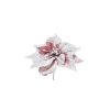 Pick Poinsettia Innevata Pvc 23Cm Malva Per Decorazioni Natalizie