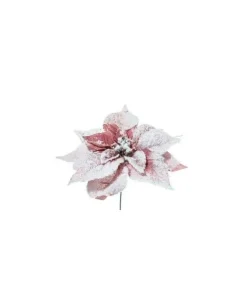 Pick Poinsettia Innevata Pvc 23Cm Malva Per Decorazioni Natalizie