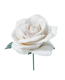 Pick Rosino Deluxe Velvet 16Cm Bianco Per Decorazioni Natalizie