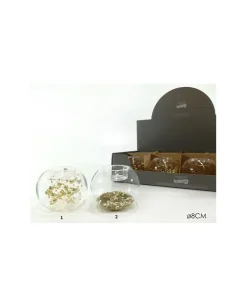 Portacandela In Vetro 8 Cm Con Perle Oro 2 Modlli Assortiti
