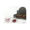 Portacandela In Vetro 8 Cm Con Perle Rosse 2 Varianti