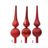 Puntale Albero In Vetro Opaco 3 Col Ass Altezza 31Cm D.8Cm Rosso