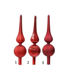 Puntale Albero In Vetro Opaco 3 Col Ass Altezza 31Cm D.8Cm Rosso