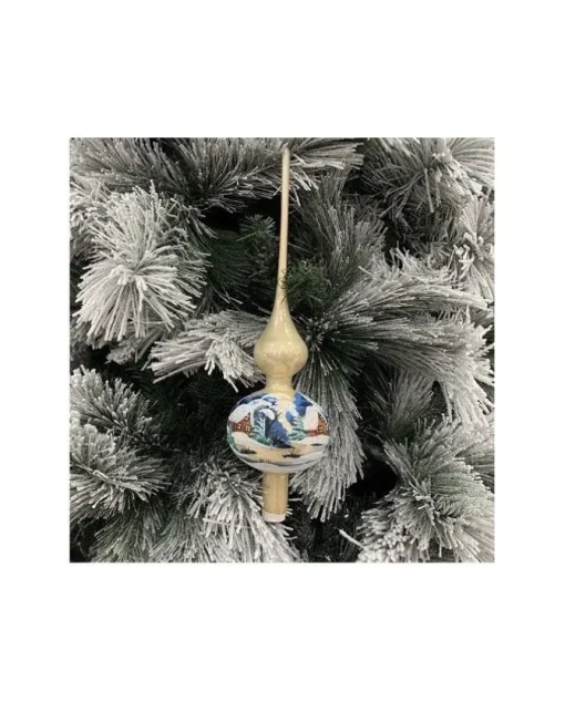 Puntale Di Vetro Decorato A Mano Champagne Per Albero Di Natale