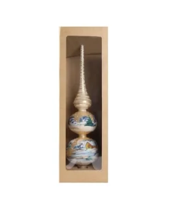 Puntale Di Vetro Decorato A Mano Champagne Per Albero Di Natale