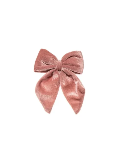 Puntale Fiocco Di Velluto 13X15Cm Rosa Per Decorazione Albero Di Natale