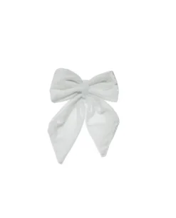 Puntale Fiocco Di Velluto 13X15Cm Bianco Per Decorazione Albero Di Natale