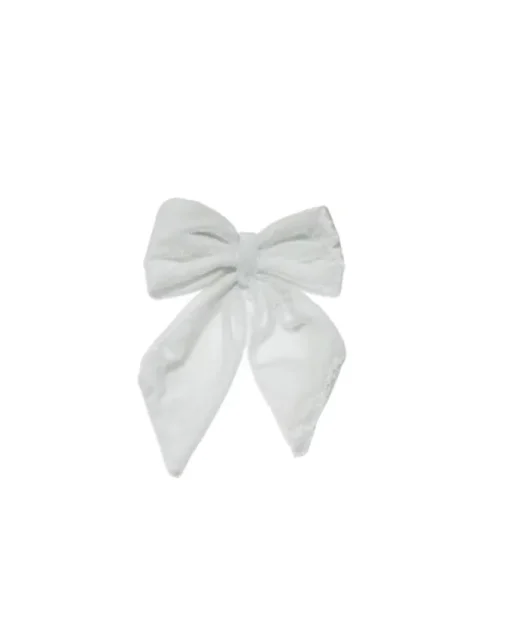 Puntale Fiocco Di Velluto 13X15Cm Bianco Per Decorazione Albero Di Natale
