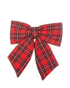 Puntale Fiocco Tartan Rosso 40X40 Cm Per Decorazioni Di Natale