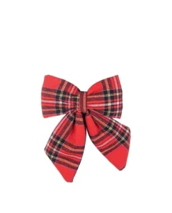 Puntale Fiocco Tartan 13X15Cm Per Decorazioni Di Natale