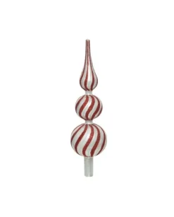 Puntale Per Albero A Strisce Rosse Glitter 31 Cm