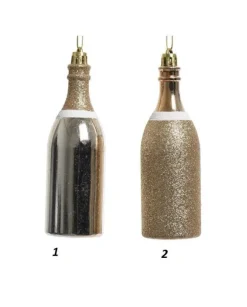 1Pz Addobbo Appendino Bottiglia Di Champagne Per Abero Di Natale 4X13 Cm
