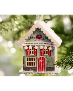 1Pz Addobbo Appendino Casetta In Legno Colorata Per Albero Di Natale
