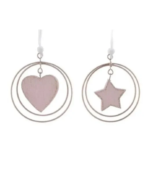 1Pz Addobbo Appendino Decoro Stella/Cuore Per Abero Di Natale