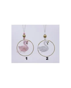 1Pz Addobbo Appendino Decoro Cigno Per Albero Di Natale 8.5Cm