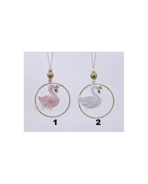 1Pz Addobbo Appendino Decoro Cigno Per Albero Di Natale 8.5Cm
