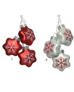 1Pz Decoro Appendino Fiocchi Di Neve In Vetro In Due Colorazioni 2X3X5X4Cm