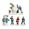 5Pz Figure Natalizie In Poliresina Bambini E Pupazzo Di Neve