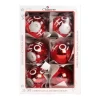 1Pz Pallina Di Vetro Decorata A Mano Rosso Lucido 80Mm