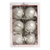 1Pz Pallina Di Vetro Decorata A Mano Bianco Opaco 80Mm