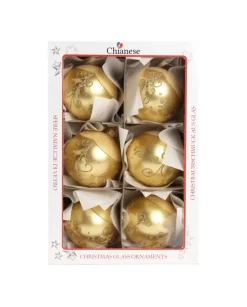 1Pz Pallina Di Vetro Decorata A Mano Oro Opaco 80Mm