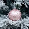 1Pz Pallina Di Vetro Decorata A Mano Rosa Opaco 80Mm