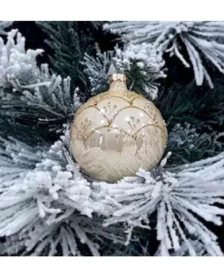 1Pz Pallina Di Vetro Decorata A Mano Champagne Lucido 80Mm