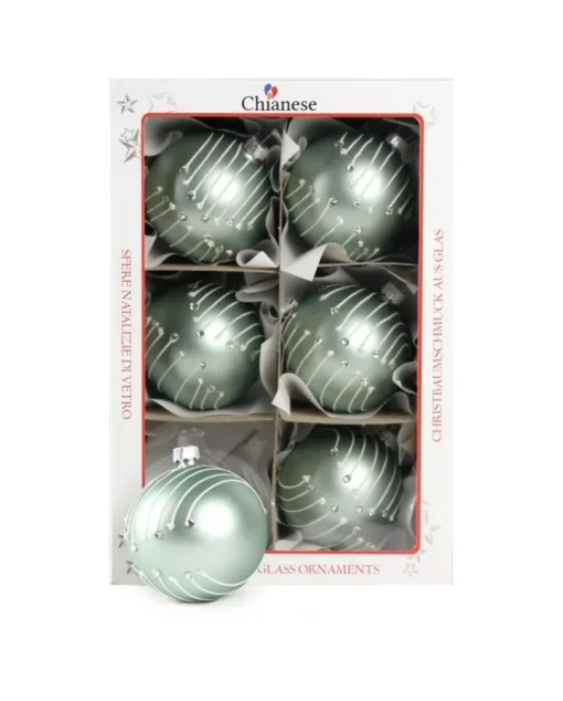 1Pz Pallina Di Vetro Decorata A Mano Tiffany Opaco 80Mm