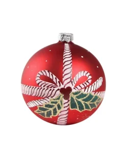 1Pz Pallina Di Vetro Decorata A Mano Rosso Opaco 80Mm