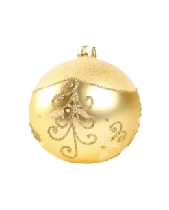 1Pz Pallina Di Vetro Decorata A Mano Oro Opaco 80Mm