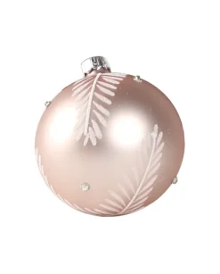 1Pz Pallina Di Vetro Decorata A Mano Rosa Opaco 80Mm