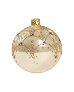 1Pz Pallina Di Vetro Decorata A Mano Champagne Lucido 80Mm