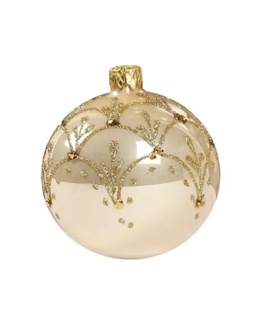 1Pz Pallina Di Vetro Decorata A Mano Champagne Lucido 80Mm