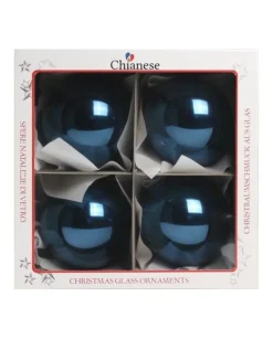 1Pz Pallina Di Vetro Tinta Unita Blu Lucido 100Mm