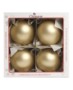 1Pz Pallina Di Vetro Tinta Unita Oro Opaco 100Mm