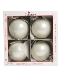 1Pz Pallina Di Vetro Tinta Unita Bianco Lucido 100Mm