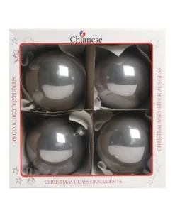 1Pz Pallina Di Vetro Tinta Unita Grigio Lucido 100Mm