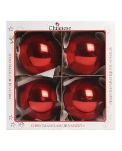 1Pz Pallina Di Vetro Tinta Unita Rosso Lucido 100Mm