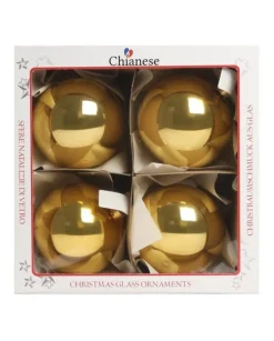 1Pz Pallina Di Vetro Tinta Unita Oro Lucido 100Mm